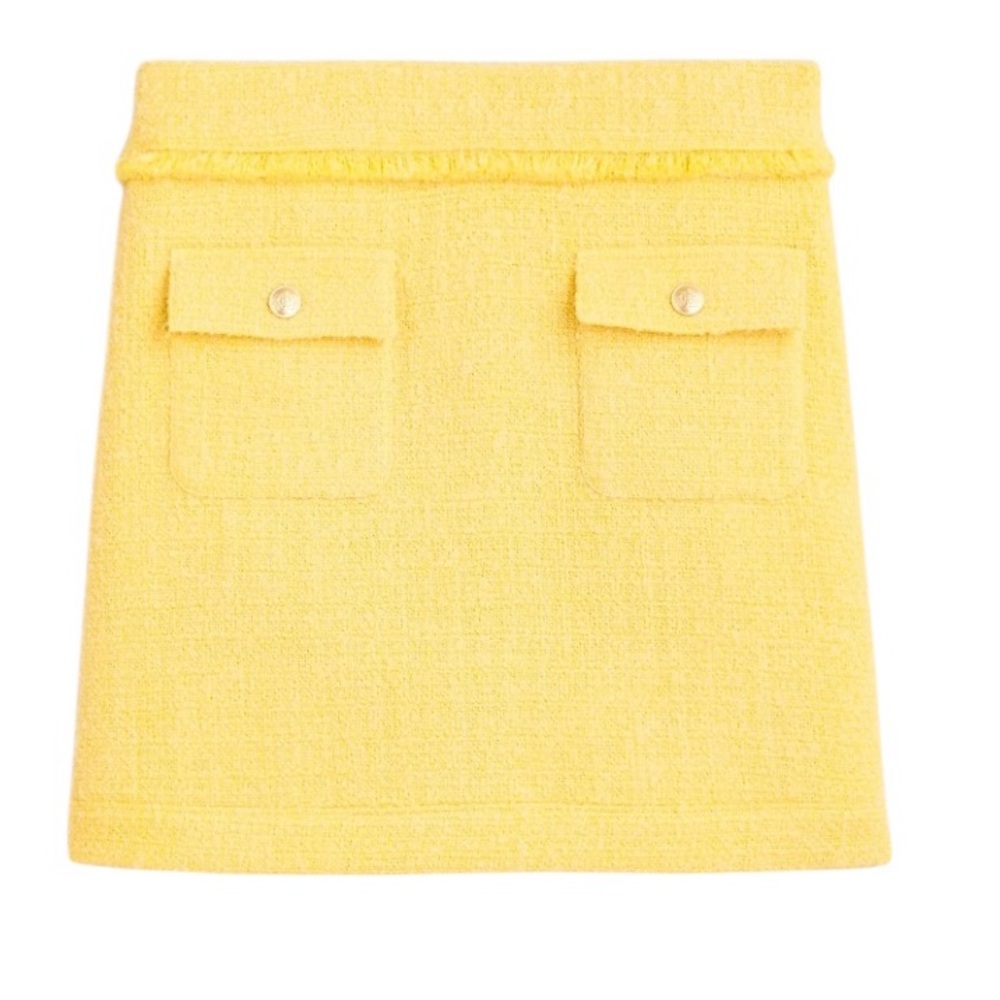 J. Crew Patch Pocket Yellow Textured Mini Skirt NWT